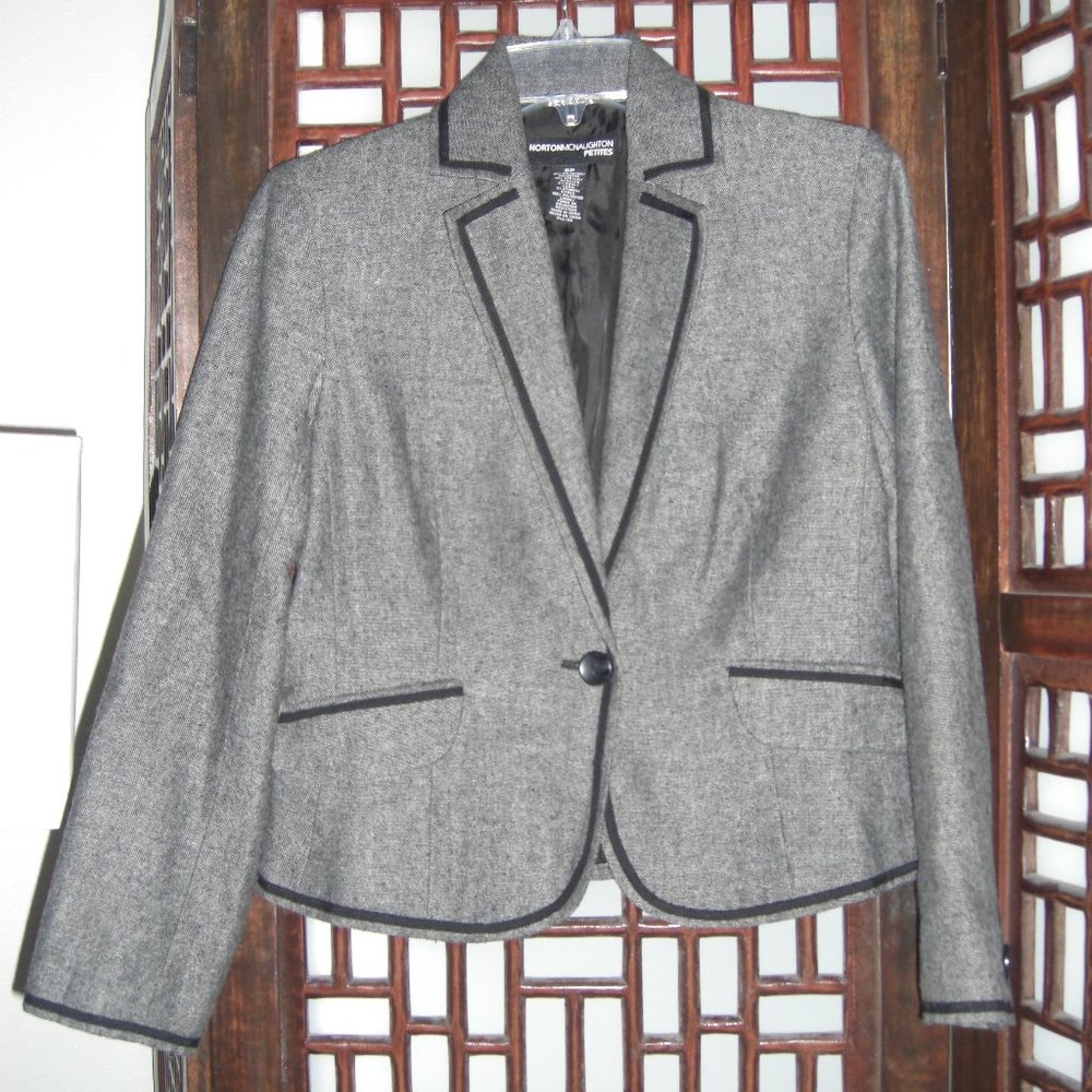 NORTON MCNAUGHTON GROSGRAIN-TRIM TWEED BLAZER